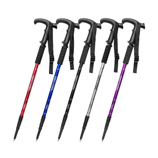 Newcastle three-section curved handle 6061 aluminum alloy trekking pole telescopic trekking pole shock-absorbing spring curved handle walking stick G201