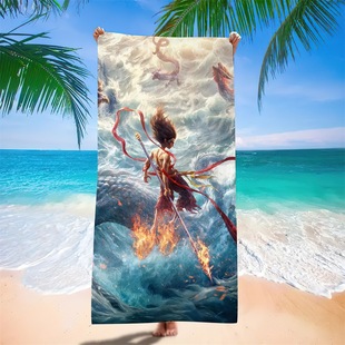 Nezha Beach Towel Sun Protection Quick-Drying Thickened Summer Seaside Vacation National Trend Cartoon Bath Towel Cross-Border Best-Selling Model