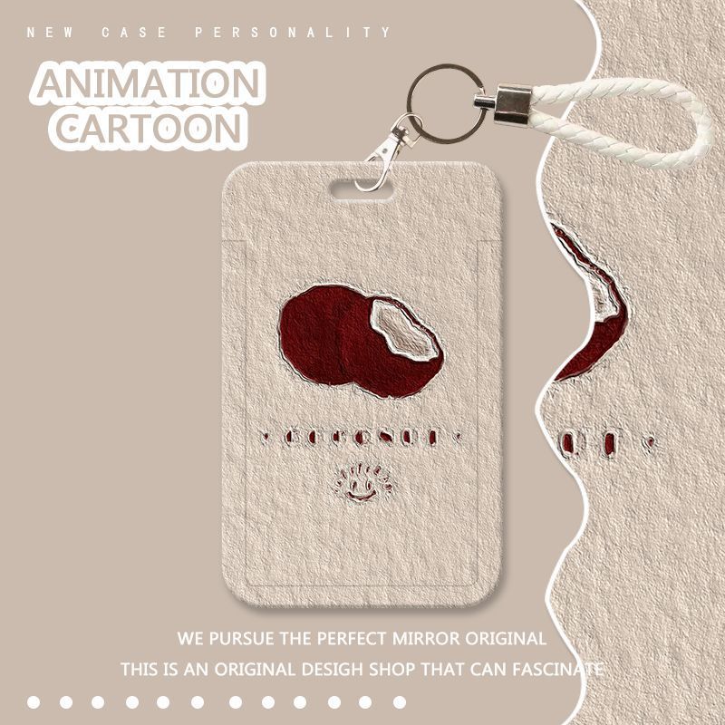Fresh and Simple Coconut Student Campus Card Meal Card Holder Bus Subway Guangzhou Pass Access Control Work Badge Protective Hard Case with Lanyard