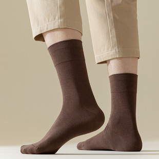 Cotton loose socks men's cotton mid-calf socks solid color versatile business casual socks autumn and winter long cotton men's socks