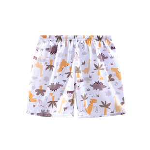 2024 Summer Children's Thin Silk Printed Beach Shorts Children's Loose Casual Pants Baby's Five-point Pants