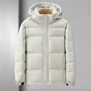 Down Jacket Men's Winter Thickened Hooded Jacket Men's Trendy Brand New Tooling White Duck Down Casual Outdoor Warm Coat