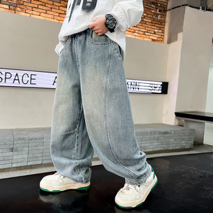 Trendy Brand Children's Loose Straight Jeans 2025 New Boys' Pants Primary School Students Middle School Children's Trousers Spring