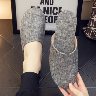 Japanese-style Fabric Slippers Spring and Autumn Four Seasons Men's and Women's Couple's Home Indoor Wooden Floor Non-slip Thin Soft Bottom