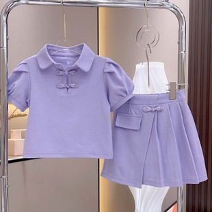Детский костюм для девочек Summer China Wind Set Kids Kids Net Red Новый китайский стиль 6-12 лет две детские одежды
