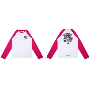 Трансграничная высокая версия Chrome Hearts 25ss кроу темный цветок санскритский принт с длинными рукавами для мужчин и женщин с длинными рукавами