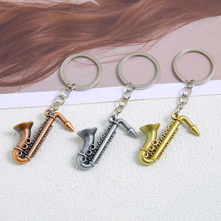 Cross-border Mini Metal Musical Instrument Saxophone small size Tube Big Hug Music Gift Metal Keychain Pendant Gift