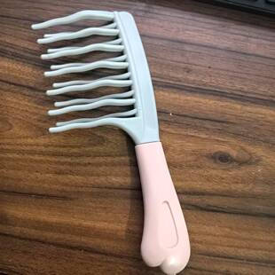 Double-row curly hair big-tooth comb handle wide-tooth scalp massage fluffy long hair comb double-row wave comb big-tooth comb