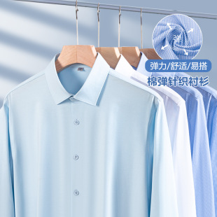 Cotton Ammonia Long-sleeved Shirt Men's Light Luxury Business Casual Breathable Knitted Shirt New Digital Printed in stock