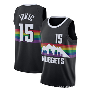 Nuggets No. 15 Jokic dark blue White Red Black 2025 City Announces Embroidered Basketball Uniform NBA Jersey Pants