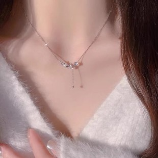 New Chinese Style Spike Peace Necklace Women's Niche High-grade Wheat Spike Tassel Clavicle Chain Explosive Gentle Woolen Chain Titanium Steel