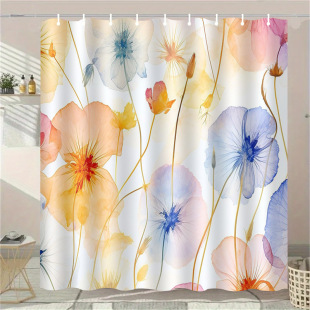 Cross-Border Supply Shower Curtain 3D Digital Printing Polyester Waterproof and Mildew-Proof Shower Curtain Bathroom Bathroom Shower Curtain