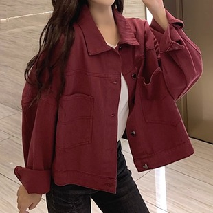 Chubby American-style Short Denim Coat Women's Autumn 1.00 kg-150.00 kg plus size Loose Slim-fit Work Jacket Cardigan