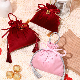 Wedding Velvet Candy Bag New Creative Candy Box Wedding Portable Candy Bag Chinese Hand Gift Bag Wholesale