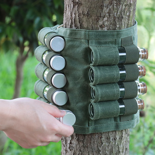 Bushcraft waterproof waxed canvas travel spice seasoning bag portable camping spice jar seasoning set