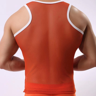 Cross-border Men's Vest Men's Thin Transparent Sexy Mesh I-shaped Vest Men's Tight Sexy Underwear