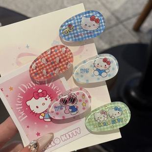 Dopamine Transparent Color Wave Plaid Cat Hairpin Cute Sweet Fresh Duckbill Clip Ins Cartoon Hairpin