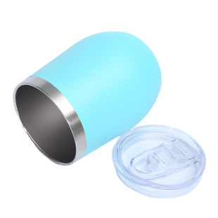 Cross-Border Amazon 12oz Eggshell Cup 304 Stainless Steel Egg Cup U-Shaped Red Wine Cup Vacuum Office Coffee Cup