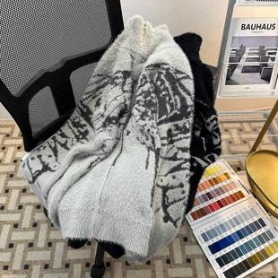 Осенний и зимний американский ретро-бабочка вязаный кардиган на молнии водолазный свитер