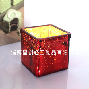 Factory printed color electroplating corrosion candle Cup popular broken silver starry Candlestick empty cup container soy wax