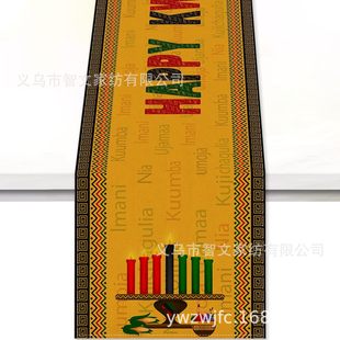 Amazon Hot New Kwanzaa Table Flag Dining Table Dining Room Living Room Decoration Factory Direct Linen Material