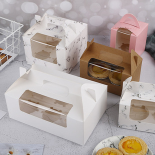 1/2/4/6 Cupcake Packaging Box Portable Window Transparent Egg Tart Box Mu Si West Point Mafen Cup Box