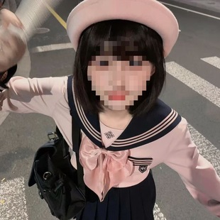 Ready Stock Women's Autum Sailor Uniform Suit Women's Suit High Waist Slim Student Pure Color Skirt