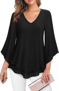 2025 European and American Cross-border Double-layer Mesh Women's Summer Seven-point Horn Sleeve Belted Waist Collar Flower Yoga Top