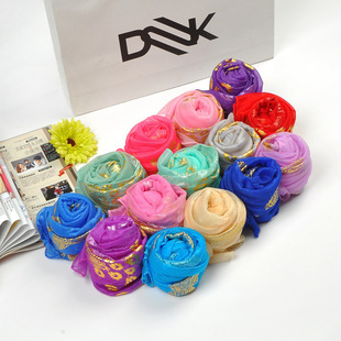 Scarf Scarf Gift High-grade Beauty Yarn Bronzing Peacock Pattern Scarf Scarf Candy Color Elegant Women
