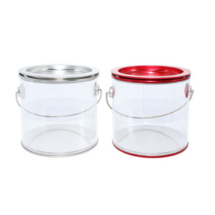 Manufacturer Tin Box Custom Round Transparent Satchel Pvc Plastic Bucket Tinplate Can Candy Biscuit Baking Tin Box