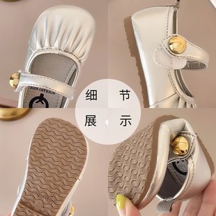 Girls' Princess Shoes Small Leather Shoes 2025 Spring and Autumn New Style Chanel Style Fashion Single-layer Shoes Children's Soft-soled Girl's Bean Shoes