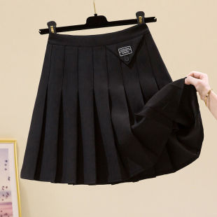 Pleated Skirt with A-Line Design, Slimming Short Skirt, Korean Style, Spring and Autumn, Faux Pocket, Suit Material, High-Waisted Half Skirt, Women's Summer Style