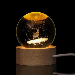Creative carved luminous crystal ball a variety of patterns direct charge night light warm lighting desktop ornaments gifts