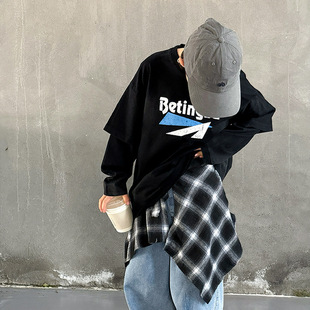 Boys' Long Sleeve T-Shirt Spring and Autumn 2025 New Children's Spring Base Shirt Big Children's Spring Top Western Style Trendy T