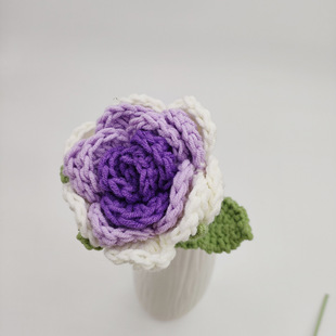 2024 New Gradual Color Rose New Woven Home Decorative Wool Flower Woven Fake Flower