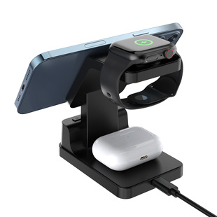 Four-in-one clock wireless charger magnetic desktop mobile phone holder wireless charging 15W multi-function digital clock
