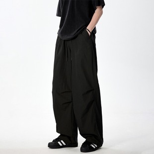 American Vintage Paratrooper Crane Pants Loose Paper Bag Newspaper Pants Street Casual Parachute Pants Women Black Green