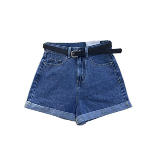 Shorts Women's Chic-style Korean-style Loose Student Curl Wide Leg Thin Slimming Casual High Waist Denim Hot Pants for Summer