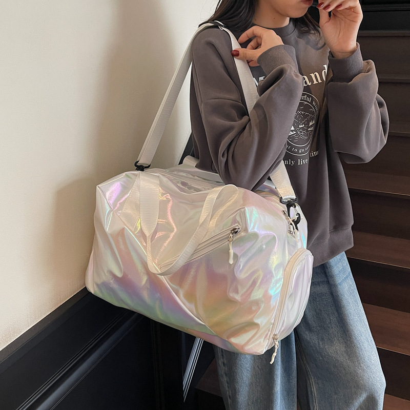 Women's sports and fitness bag with wet and dry separation, colorful and large capacity, maternity bag, short trip business trip bag with independent shoe compartment.