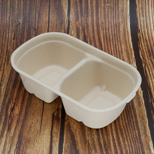 Wholesale disposable degradable pulp lunch box lunch box light salad box straw pulp compartment take-out packing box