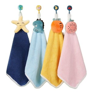 New cartoon towel cute super absorbent hanging towel kitchen coral fleece thickened hand towel wholesale