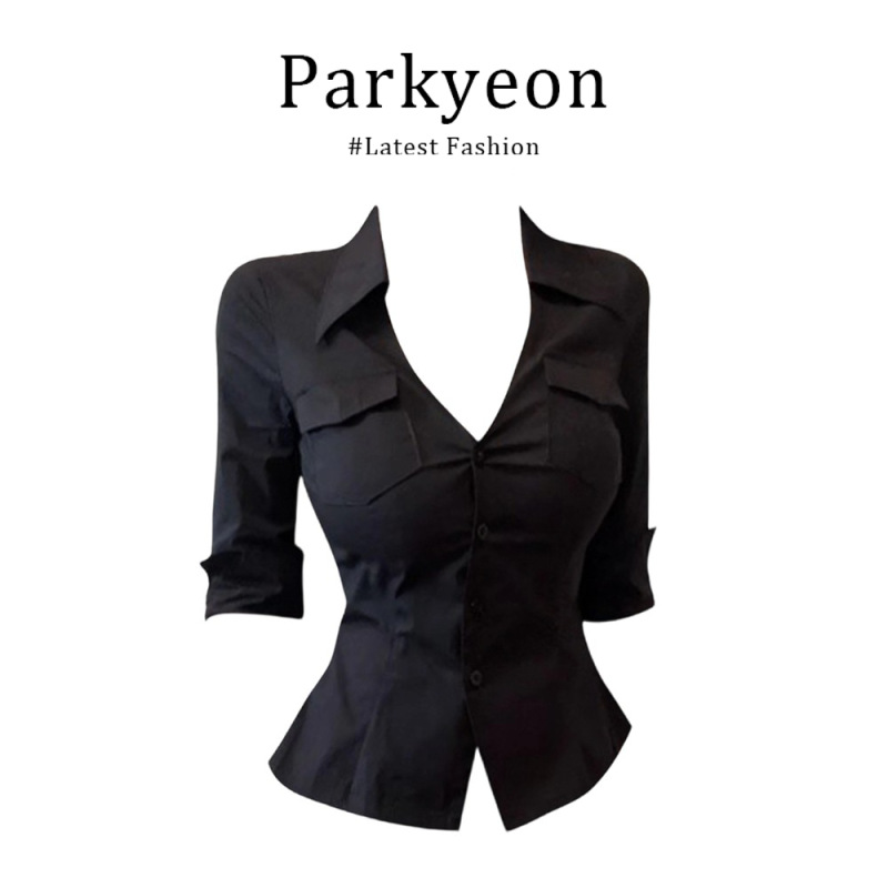 Liu Yifei's Same Style~ Mature and Sexy Style V-Neck Long-Sleeve Shirt and Slim-Fit Short Skirt Two-Piece Set