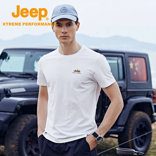 Jeep Jeep футболка с короткими рукавами мужской хлопчатобумажный круглый воротник быстро сушит пот и дышит на открытом воздухе спортивная футболка свободная большая размер