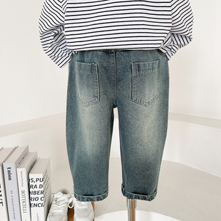 Fengzhigu 2024 spring new children's pants children's Korean-style handsome ripped pants trendy boys' spring and autumn all-matching jeans