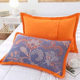 U3Q New Thickened Combed Cotton Pillowcase Plaid Cartoon Pair Envelope Adult Pillowcase Soft Can't Fall
