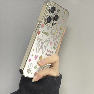 Black spot butterfly phone case for apple 16pro iPhone15promax new 13pro mirror