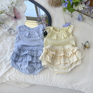 Baby Girl's Lace Pants Baby Cotton Western Style Summer Thin Breathable Fart-wrapped Bread Pants Korean Style All-match Shorts