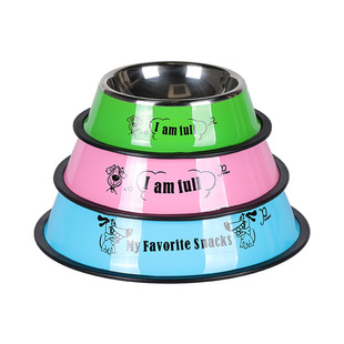Stainless Steel Pet Bowl Anti-overturning Dog Bowl Dog Basin Water Bowl Cat Food Bowl Large Dog Food Basin Large Large Medium and Small Dog Dog Plate