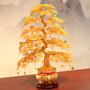 Fortune Tree Handmade Weaving Money Tree Crafts Home Decoration Housewarming New Home Opening Gift Lucking Ornaments