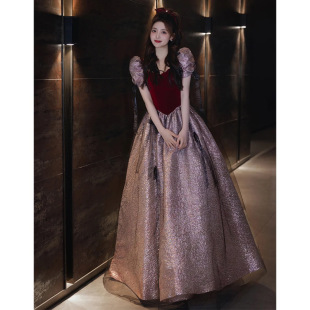 Puff Sleeve Toasting Dress Bride High-level Sense Escape Princess Light Luxury Niche High-end Elegant Wedding Evening Dress Women